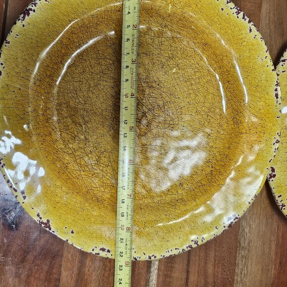 Pier 1 Carmelo Melamine Salad 2Bowls &amp; Plate rustic crackle unbreakable dish - Picture 16 of 16